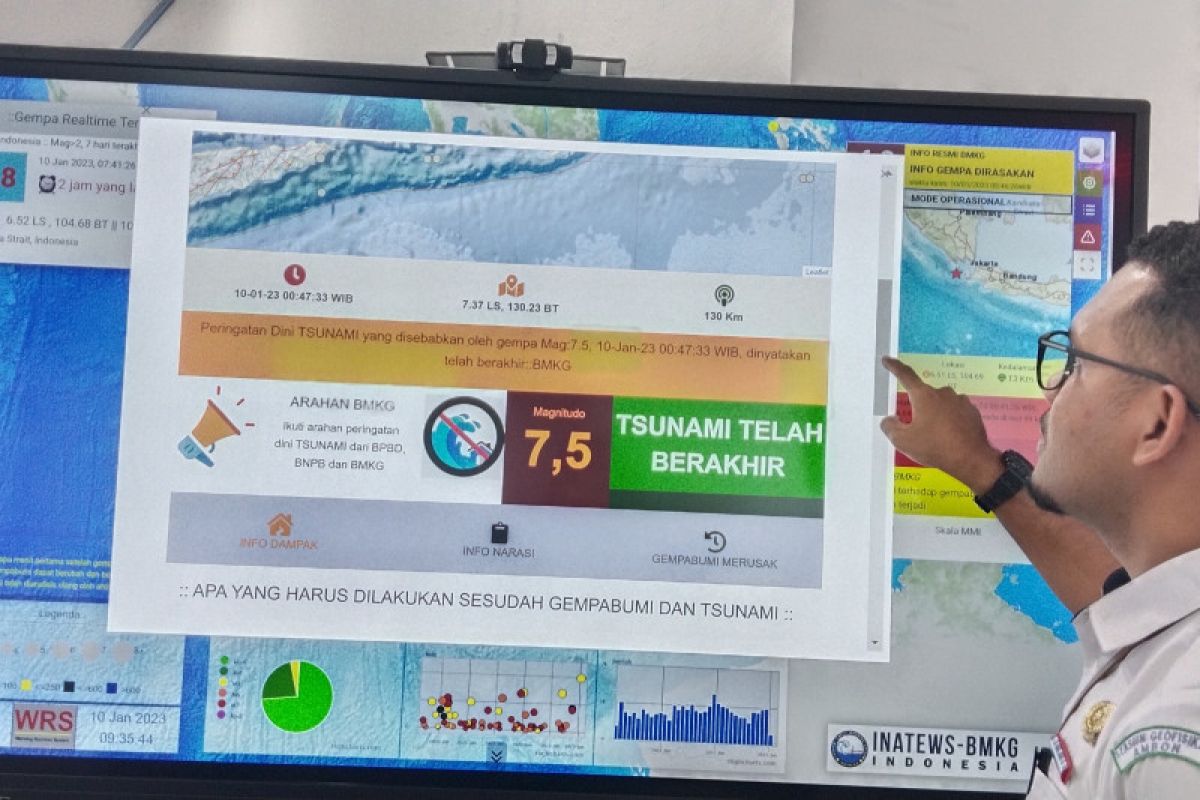 Tujuh kali gempa susulan mengguncang Maluku dengan magnitudo 7,5