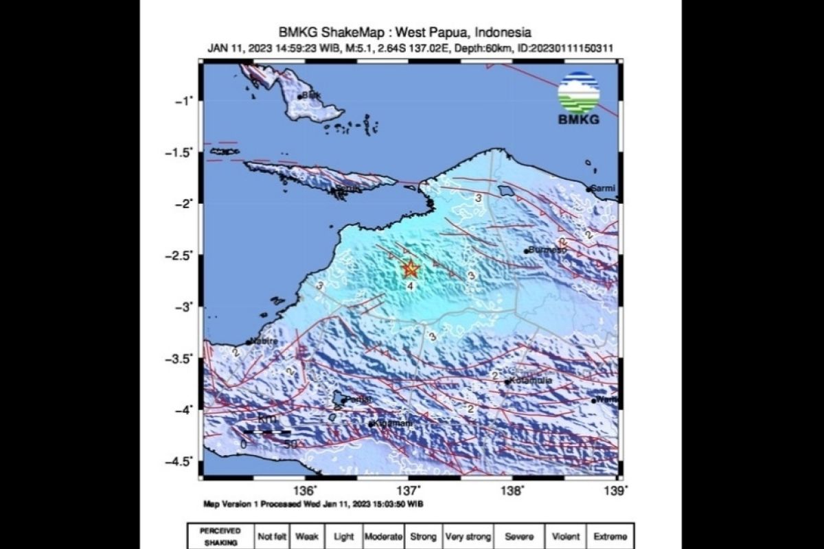 Gempa Magnitudo 5,1 guncang Waropen Papua