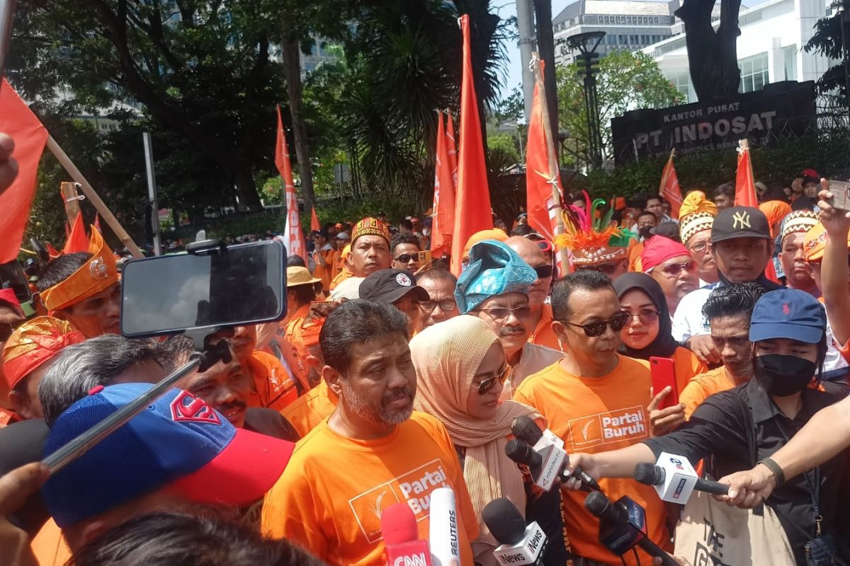 Demo buruh di Patung Kuda  pada Sabtu berlangsung kondusif