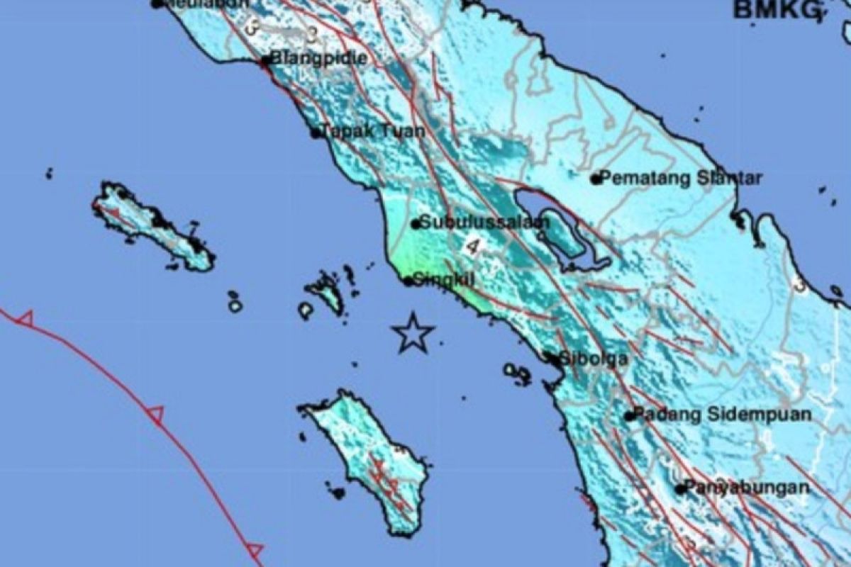 Gempa Aceh Singkil bermagnitudo 6,2 tidak berpotensi tsunami