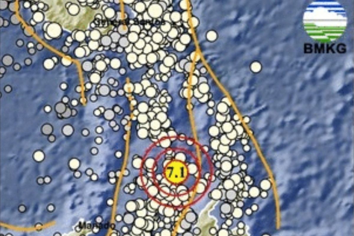 Gempa terkini: Gempa M7,1 guncang Sulawesi Utara Rabu siang