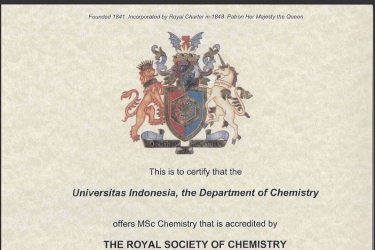 Program studi S2 Ilmu Kimia FMIPA UI berhasil raih akreditasi internasional
