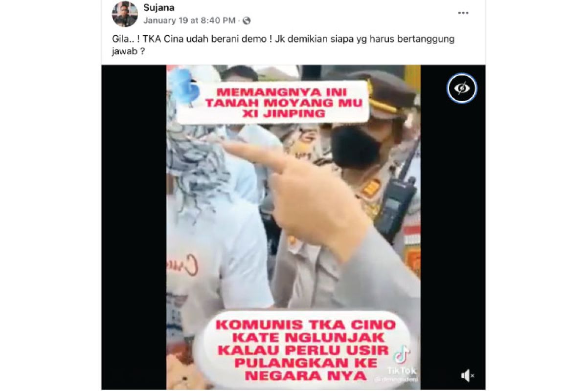 Hoaks! Video TKA China melakukan unjuk rasa