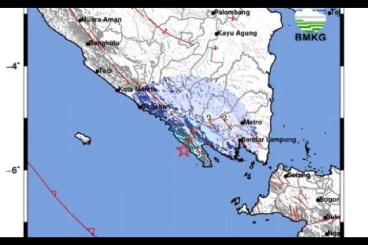 Gempa bumi berkekuatan 4,7 Magnitudo di Pesisir Barat Lampung