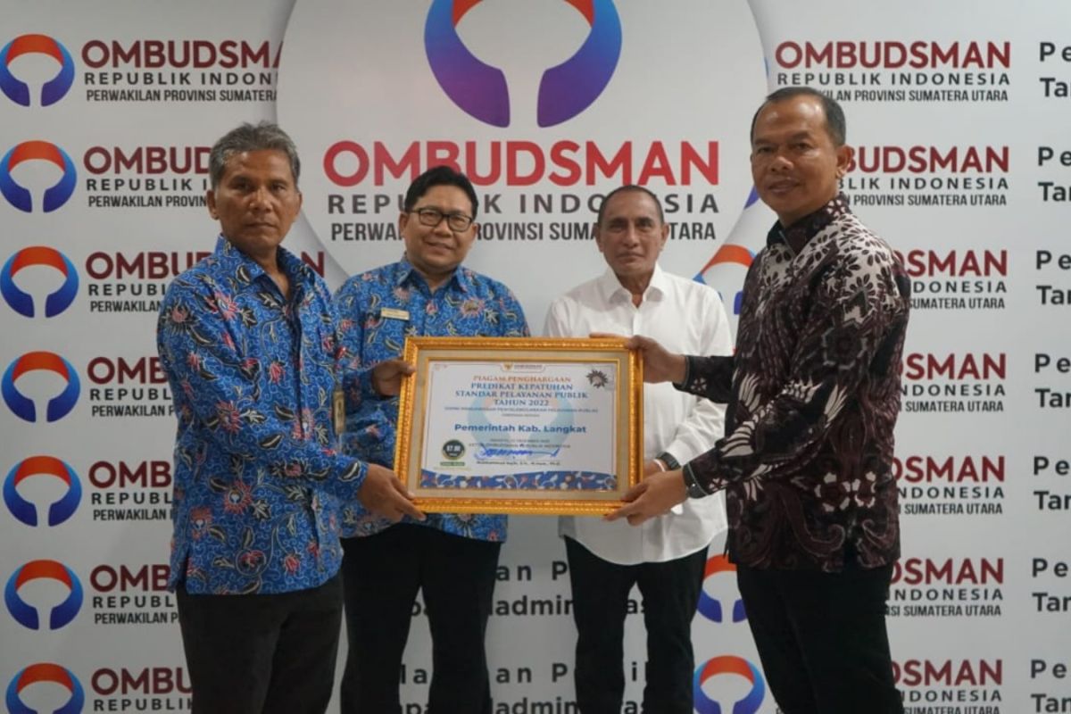Langkat peringkat kelima penghargaan Ombudsman Sumut