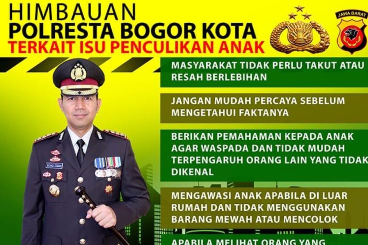 Polresta Bogor Kota imbau masyarakat tak terbawa panik isu penculikan