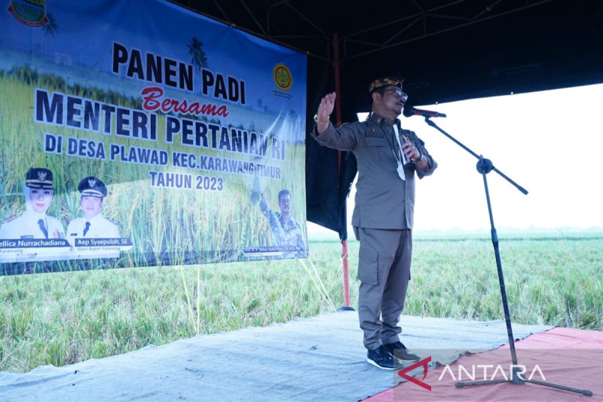 Mentan pantau panen raya di Karawang, pastikan kondisi beras aman