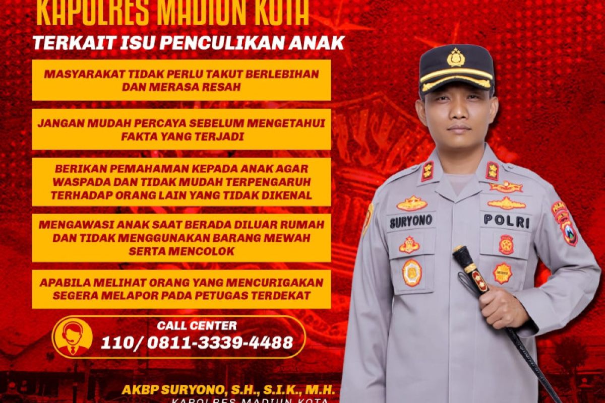 Kapolres Madiun Kota minta warga tak panik isu penculikan anak