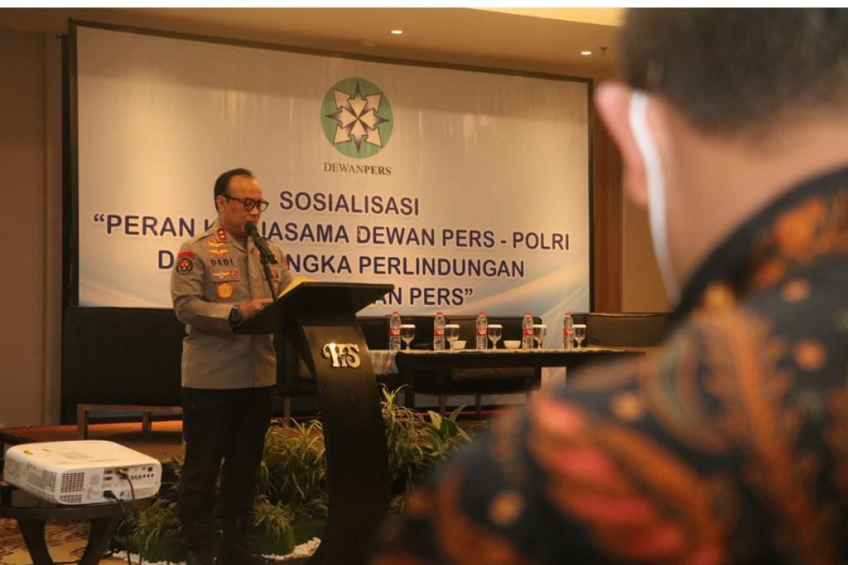 Polri sosialisasikan perlindungan kemerdekaan pers pada acara HPN 2023 di Medan