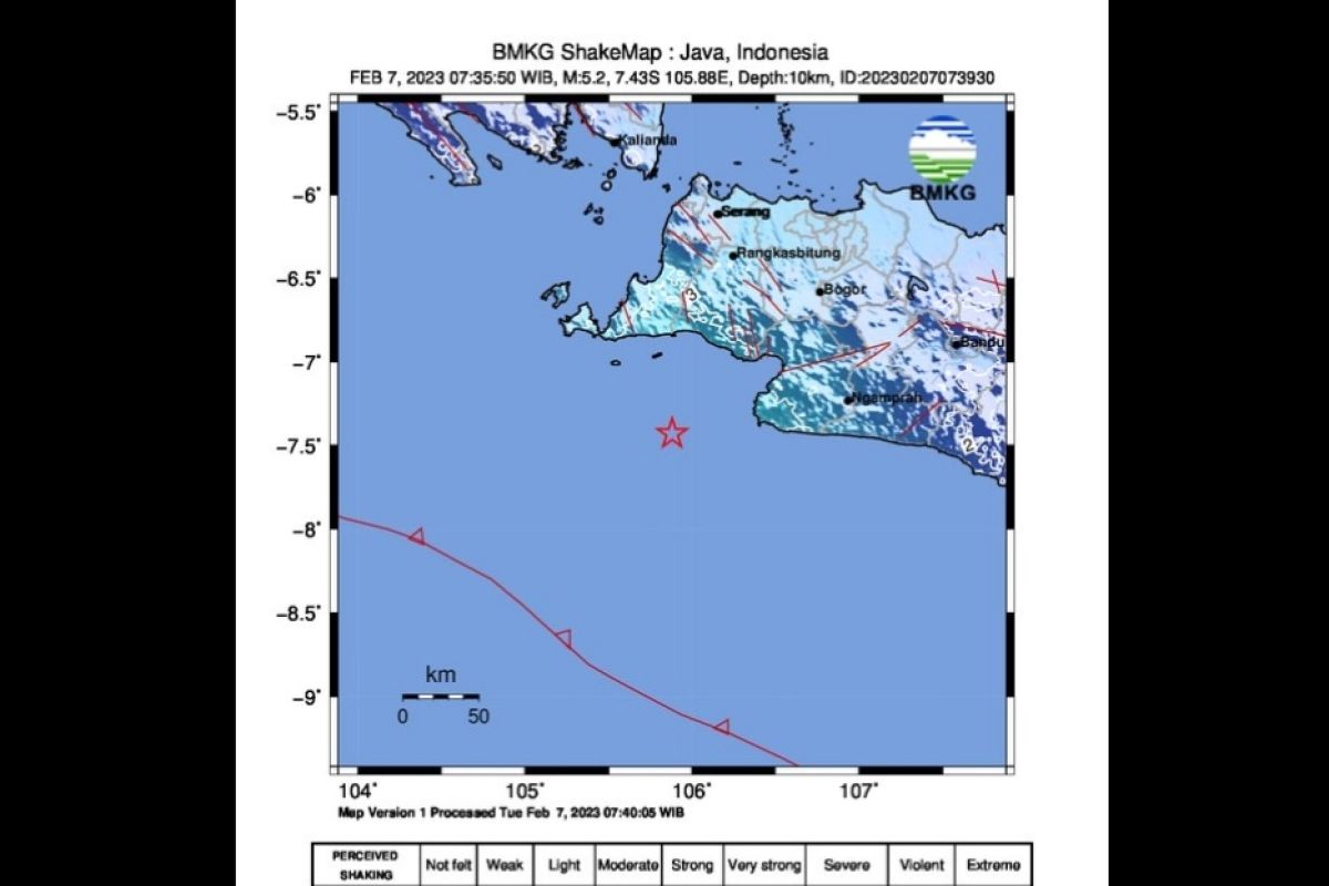 Gempa bumi dengan magnitudo 5,2 guncang wilayah Banten