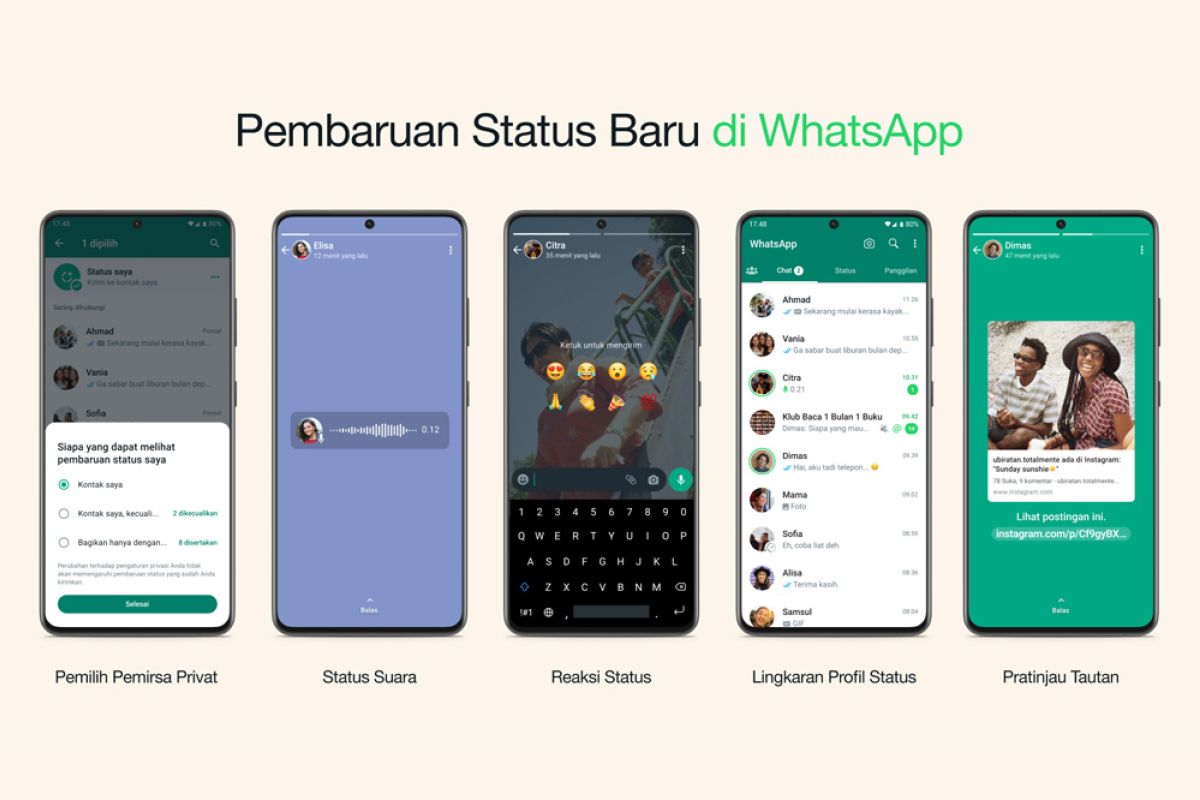 Tampilan Status WhatsApp segera diperbarui