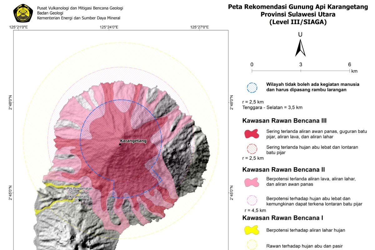 Gunung Karangetan di Sitaro Sulawesi Utara naik status dari waspada ke level siaga