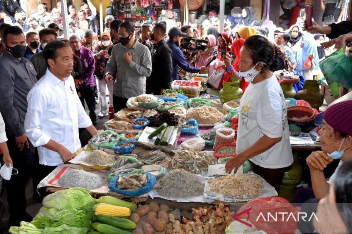 Presiden Jokowi sebut harga bahan pangan di Pasar Bakti Medan relatif stabil