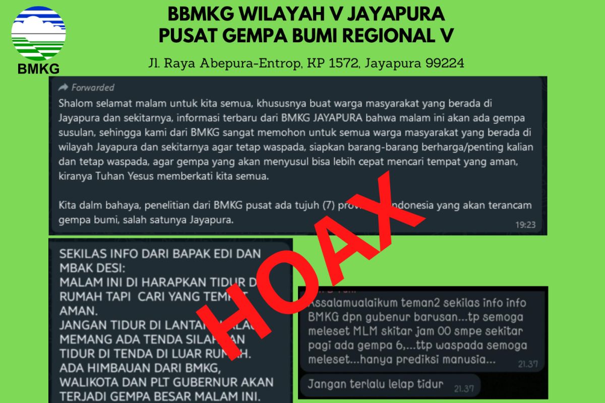 BBMKG: Informasi soal gempa susulan di Jayapura hoax