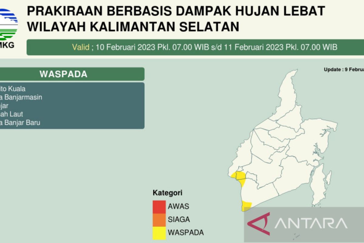 BMKG prakirakan hujan lebat di wilayah Banjarbakula