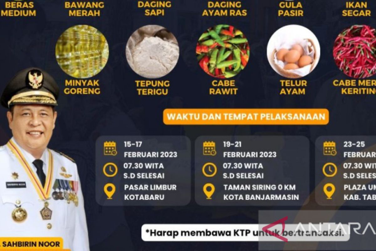 Pemprov Kalsel jadwalkan 10 hari operasi pasar murah di tiga daerah