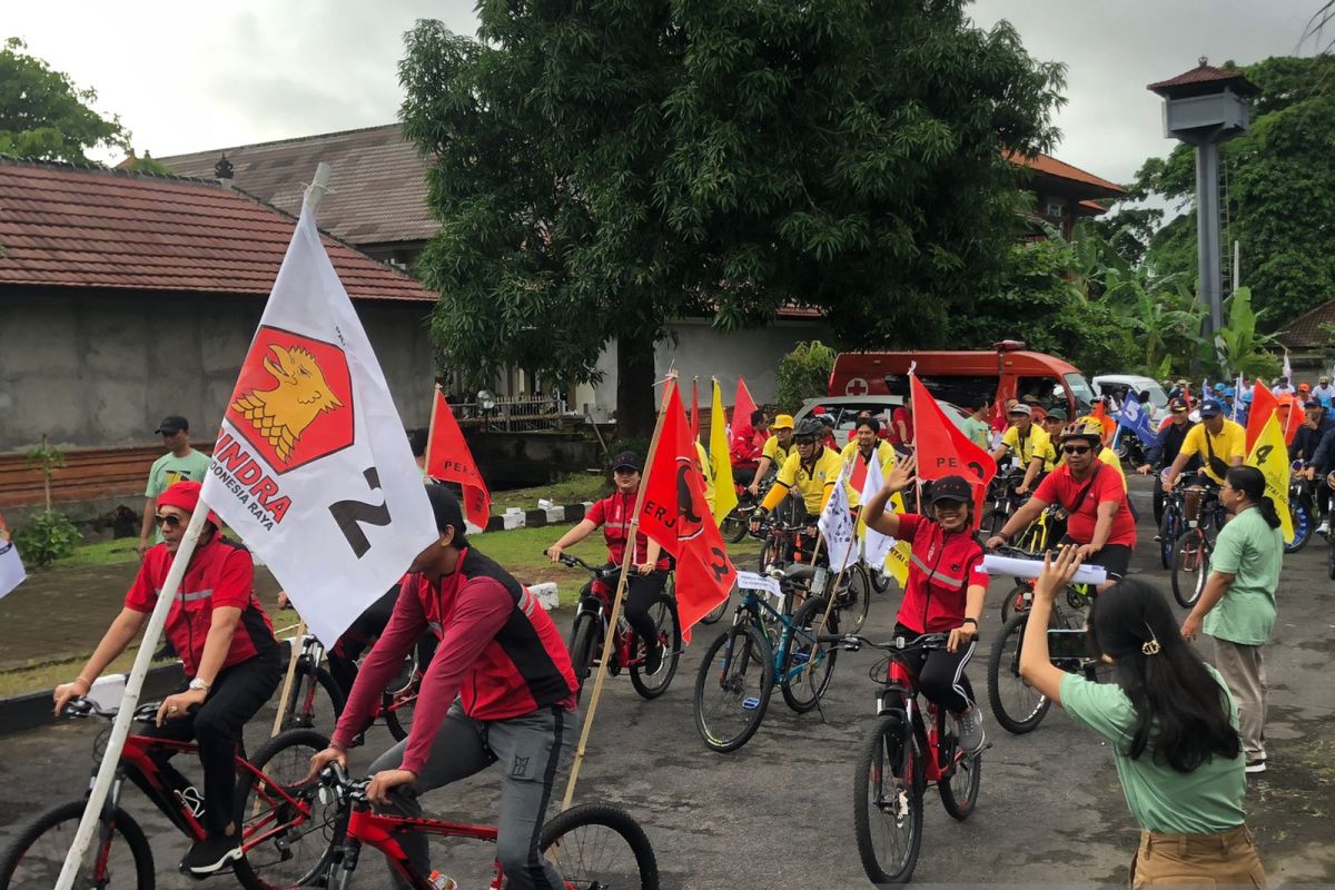 KPU Bali sosialisasi Pemilu 2024 lewat konvoi sepeda parpol