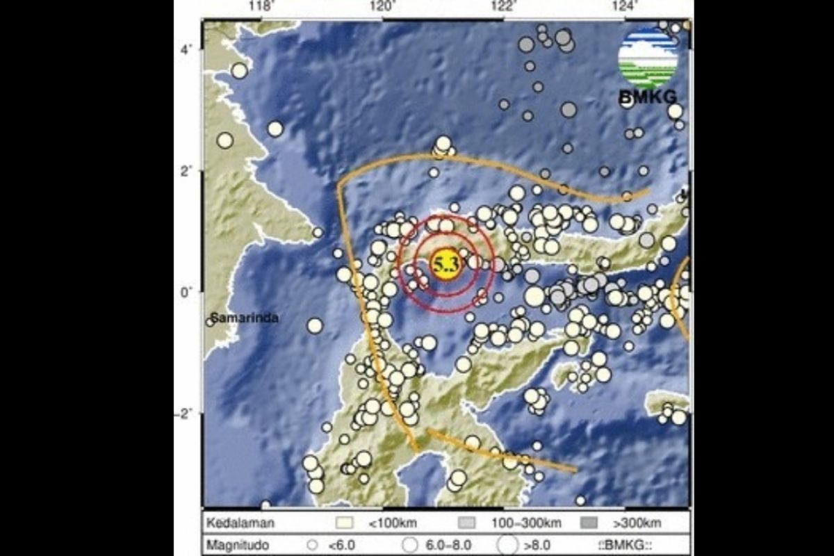 Selasa, Gempa darat magnitudo 5,3 guncang wilayah Sulawesi Tengah
