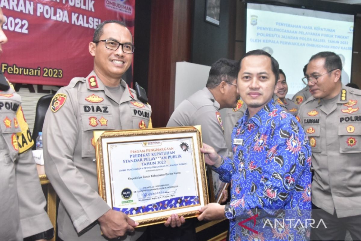 Ombudsman beri penghargaan Polres Barito Kuala