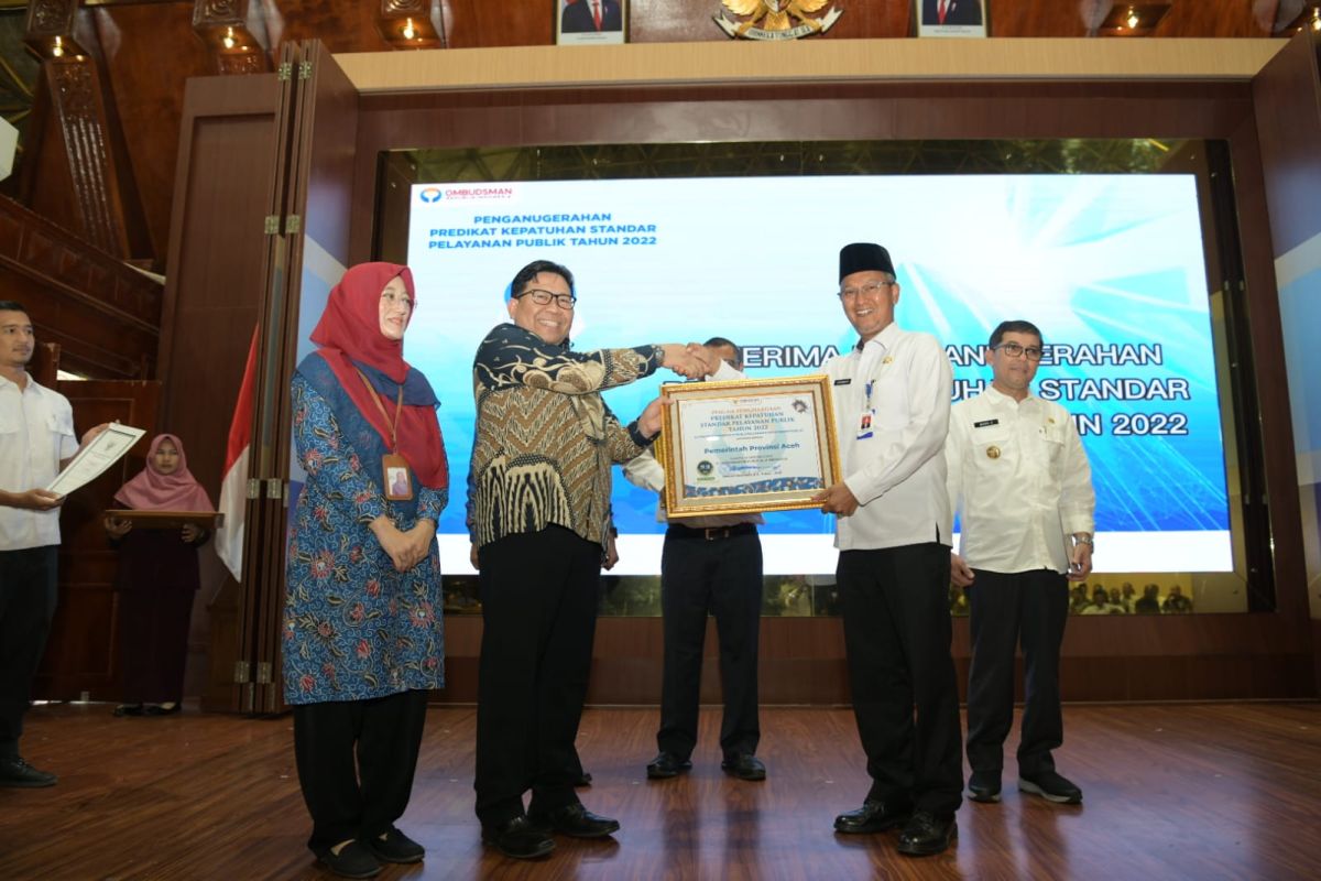 Pemerintah Aceh raih penghargaan kualitas Tinggi dari Ombudsman RI