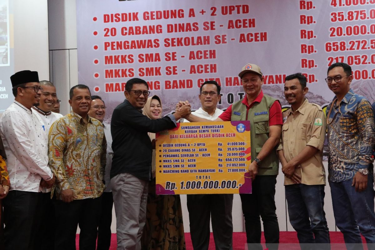 Disdik Aceh donasikan Rp1 miliar untuk korban gempa Turki