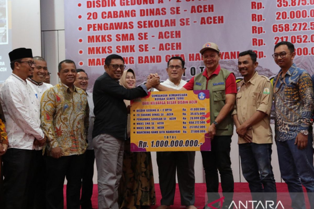 Keluarga besar Disdik Aceh donasikan Rp1 M untuk korban gempa Turki