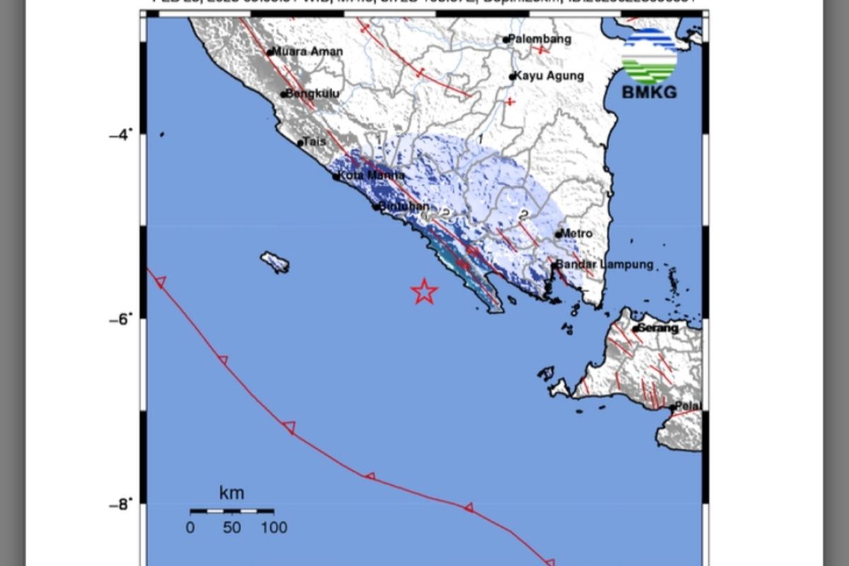 Gempa 4,8 SR guncang Pesisir Barat Lampung
