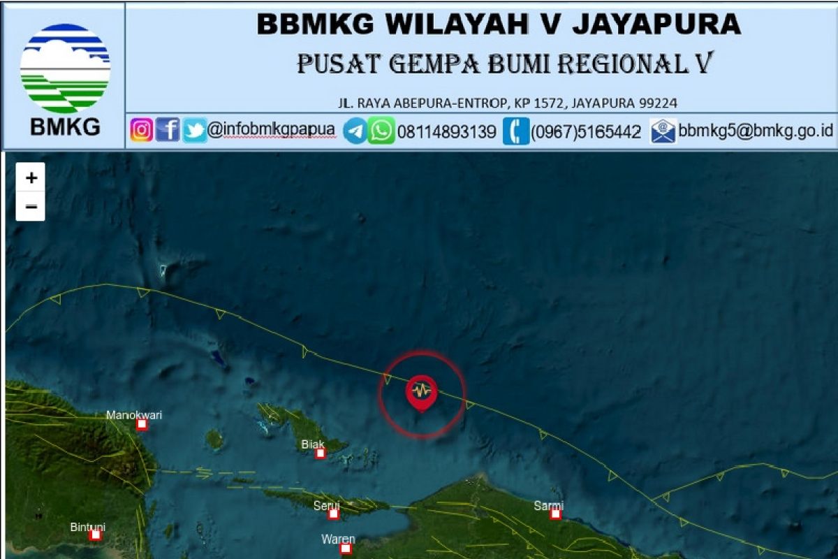 BPBD Biak sebut tak ada laporan kerusakan akibat gempa magnitudo 4,8