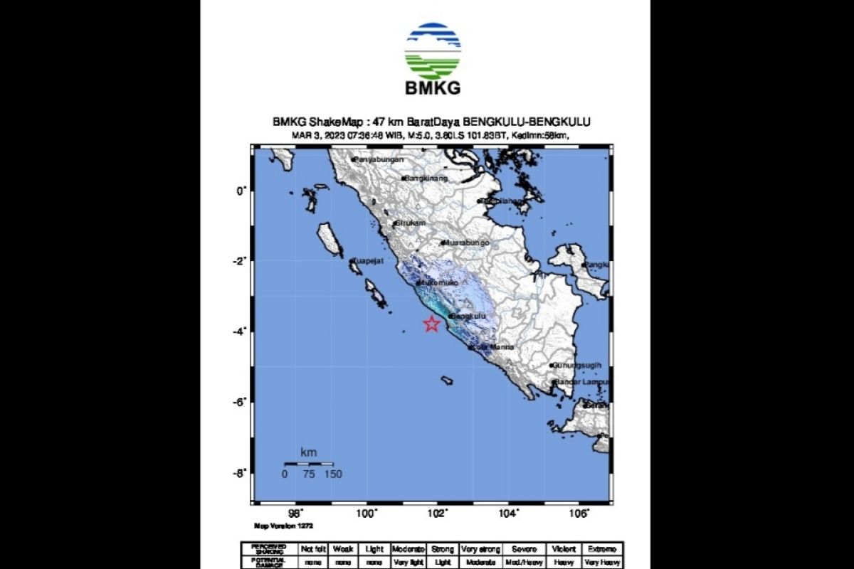 BMKG: Gempa M5,1 di Bengkulu karena aktivitas lempeng Indo-Australia