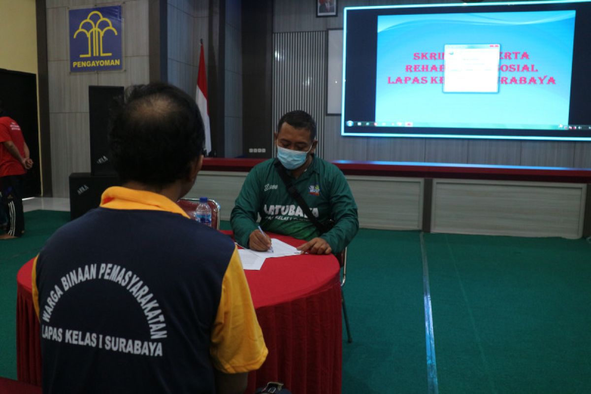 Lapas Surabaya sikrining 191 WBP narkoba jalani rehabilitasi sosial