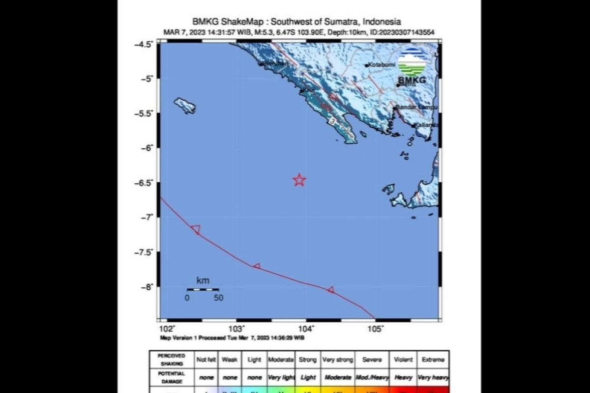 Aktivitas subduksi lempeng Indo-Australia picu gempa M5,3 di Lampung