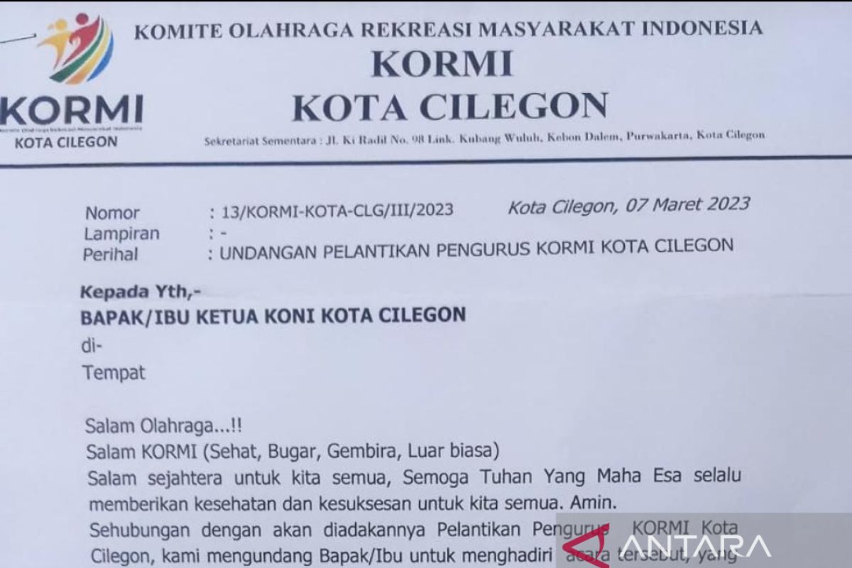 Beredar surat undangan Muskot, Disporapar Kota Cilegon desak Muskot KORMI dibatalkan