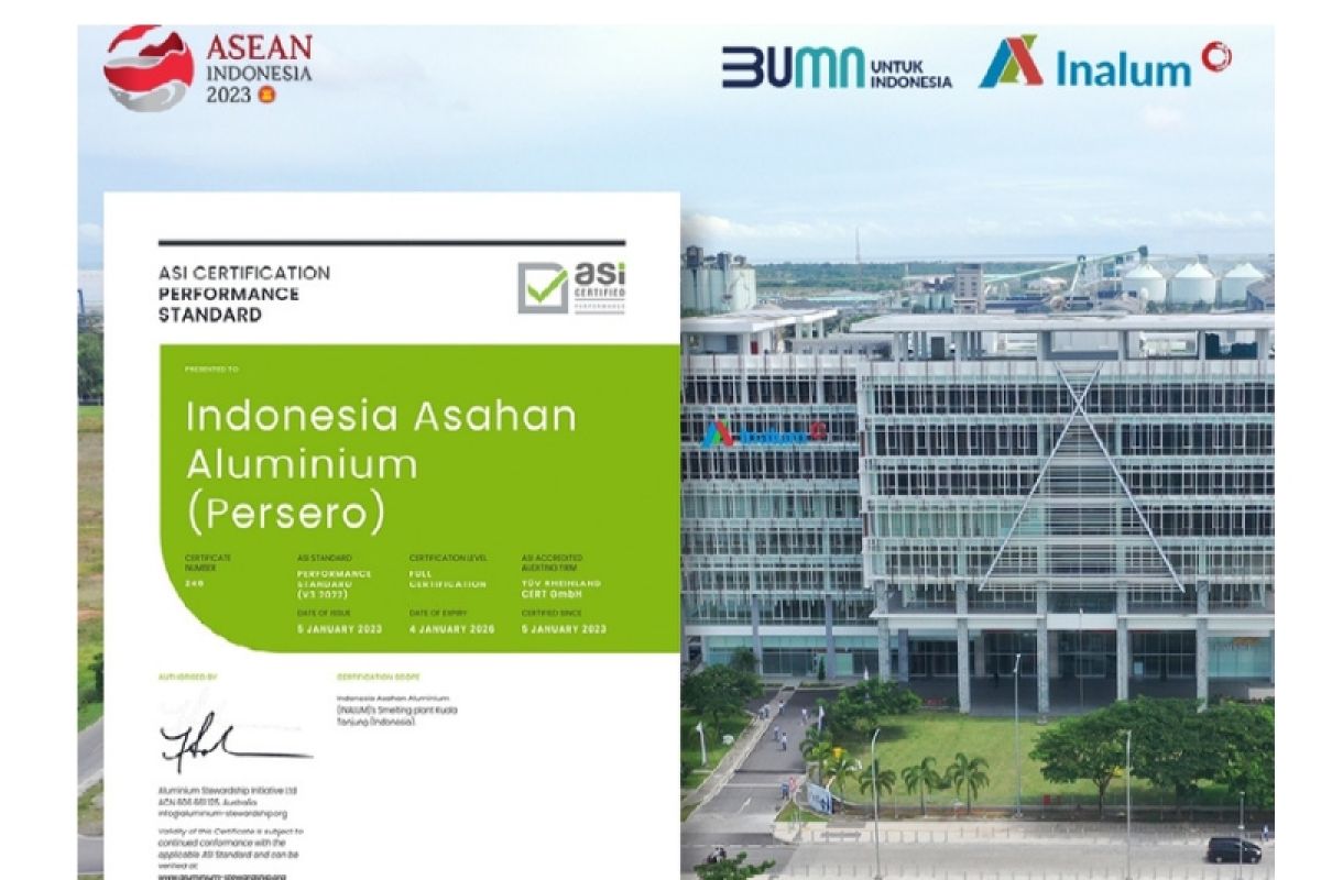 INALUM raih  sertifikat Aluminium Stewardship Initiative