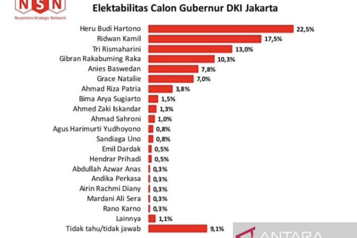 Survei NSN: Elektabilitas Heru Budi capai 22,5 persen