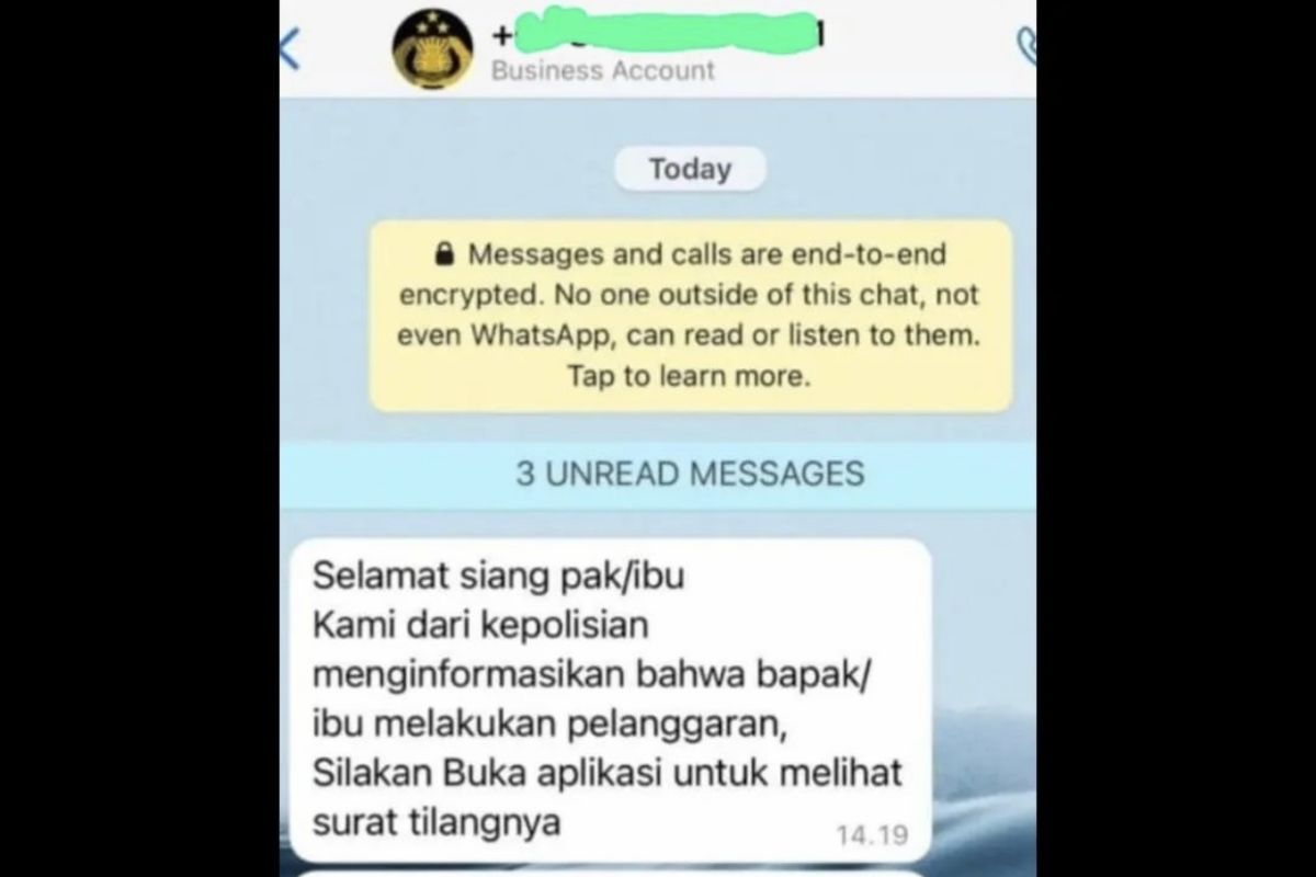 Waspadai penipuan surat tilang di aplikasi pesan instan