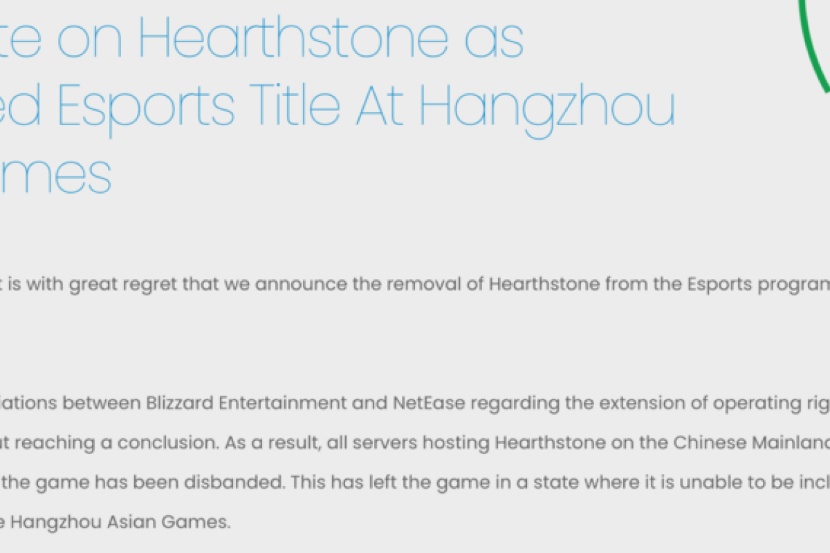 Hearthstone dihapus dari program Esport Asian Games Hangzhou