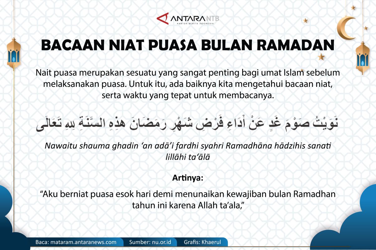Berikut bacaan Niat Puasa Bulan Ramadhan