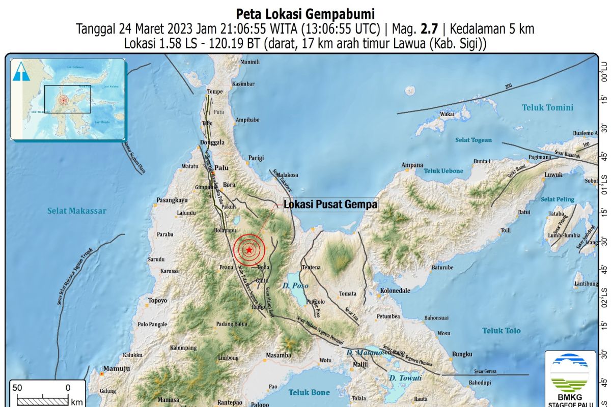 Gempa magnitudo 3,5 guncang Poso Sulawesi Tengah