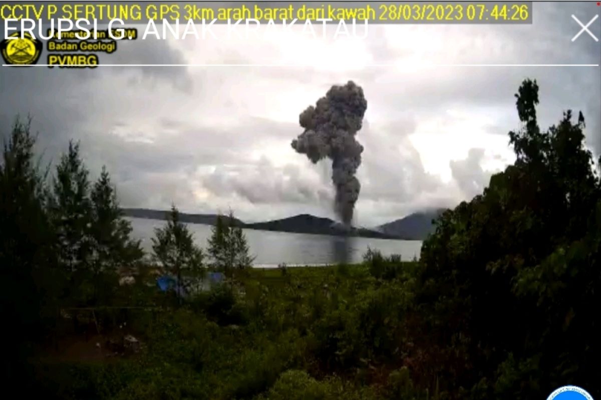 Mount Anak Krakatau spews ash columns several times on Tuesday