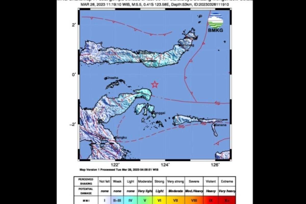 Gempa magnitudo 5,5 di Sulteng dipicu deformasi batuan Lempeng Sangihe picu