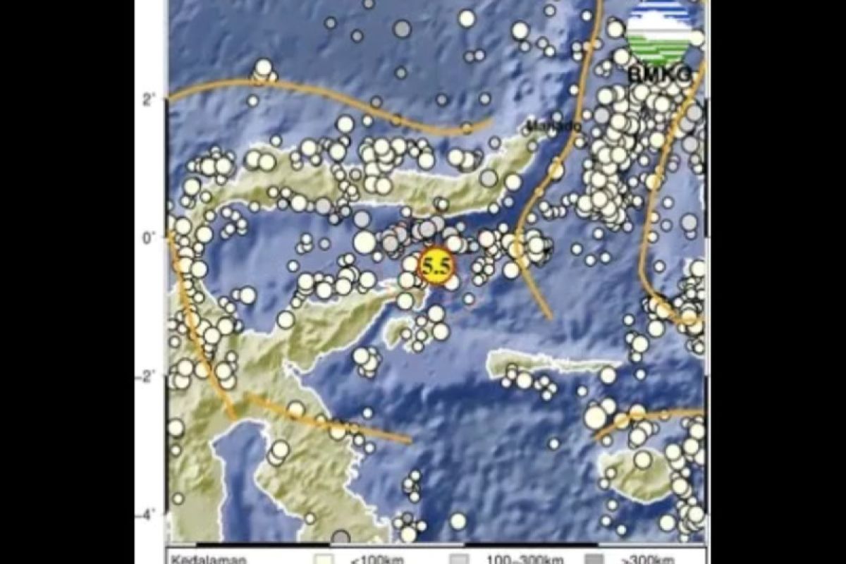 Gempa magnitudo 5,5 guncang Banggai Sulteng sekitar Pukul 12:19 WITA tidak berpotensi tsunami