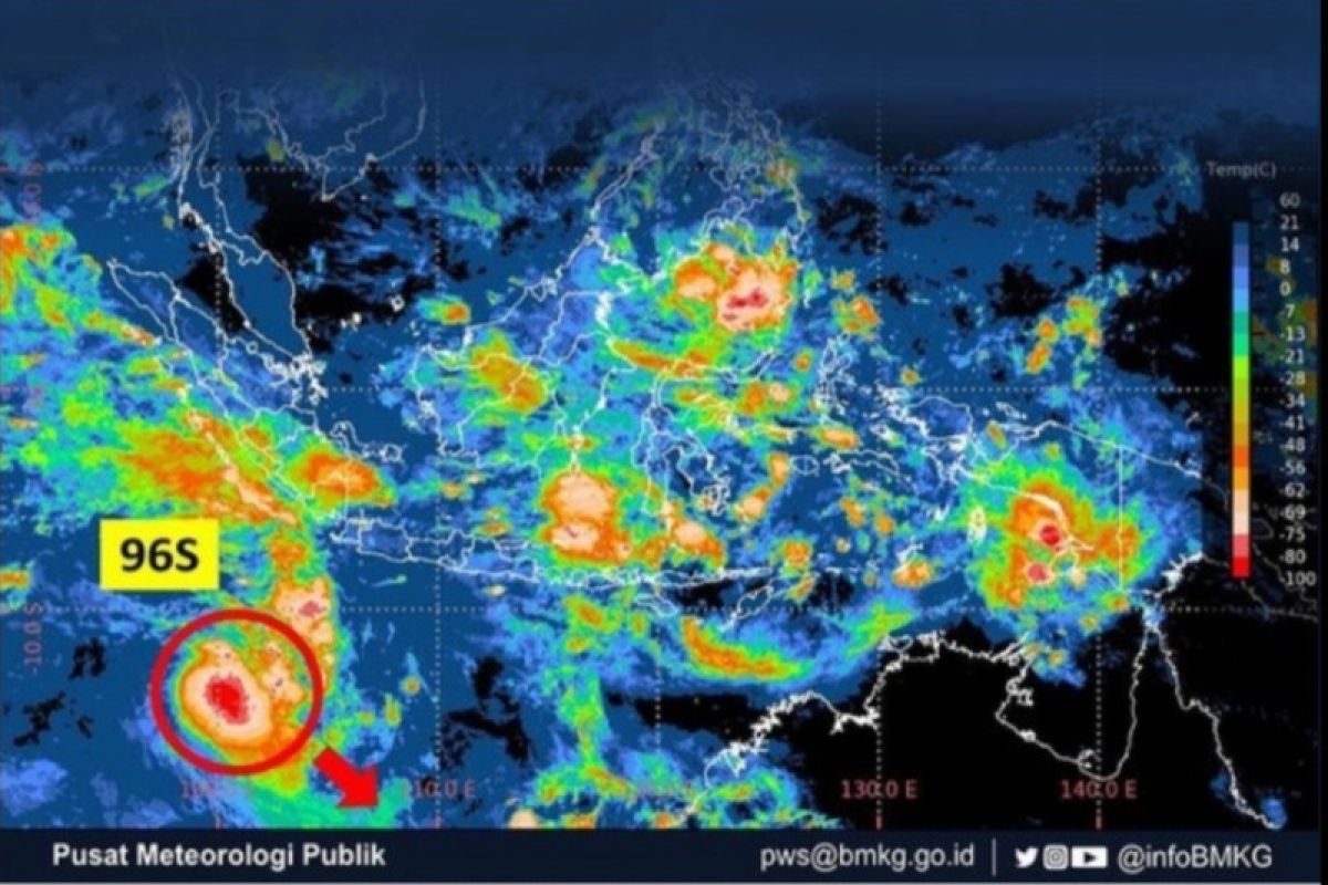 BMKG deteksi bibit siklon 96S Samudra Hindia barat daya Lampung