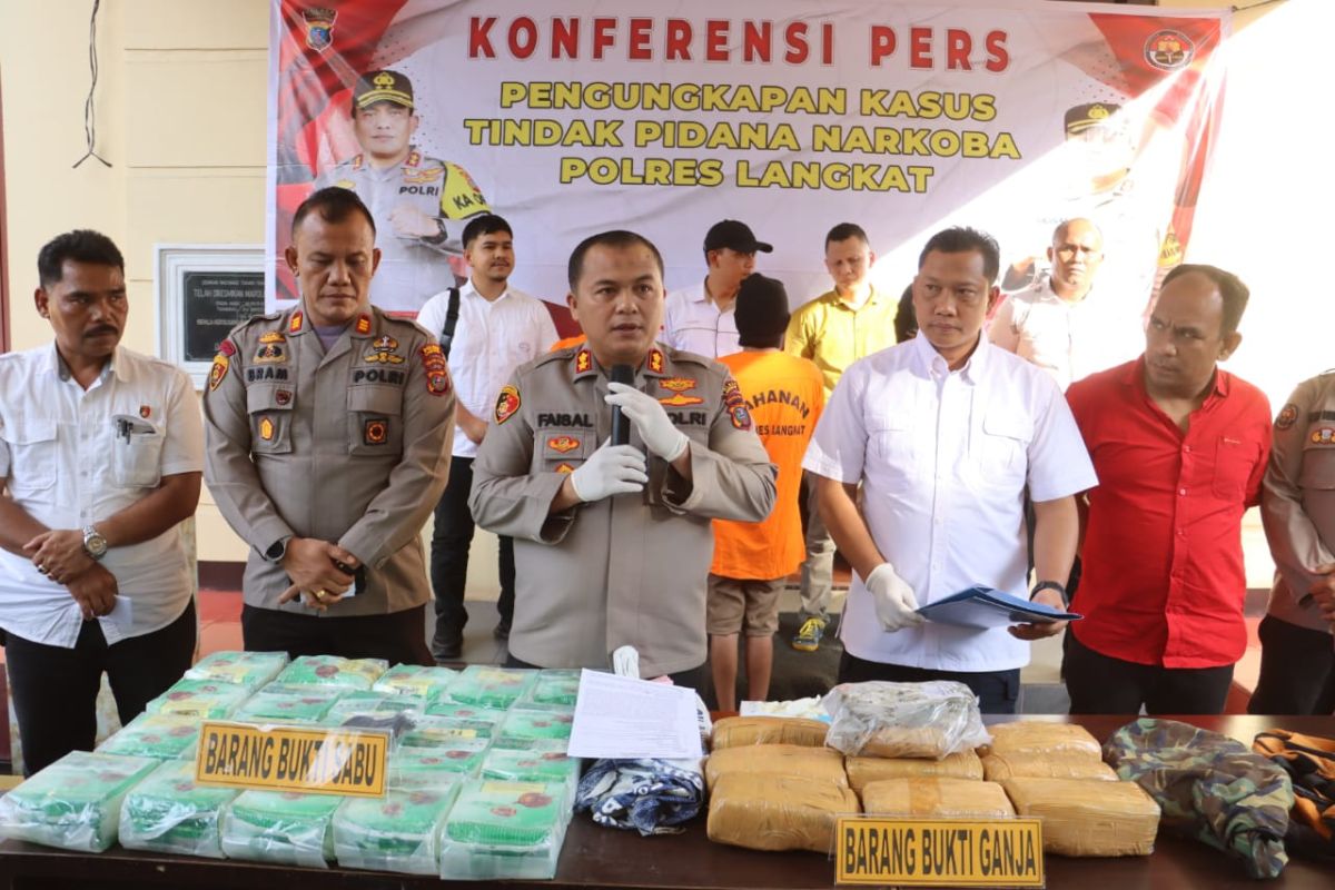Satresnarkoba Polres Langkat tangkap dua kurir bawa 20 kg sabu-sabu