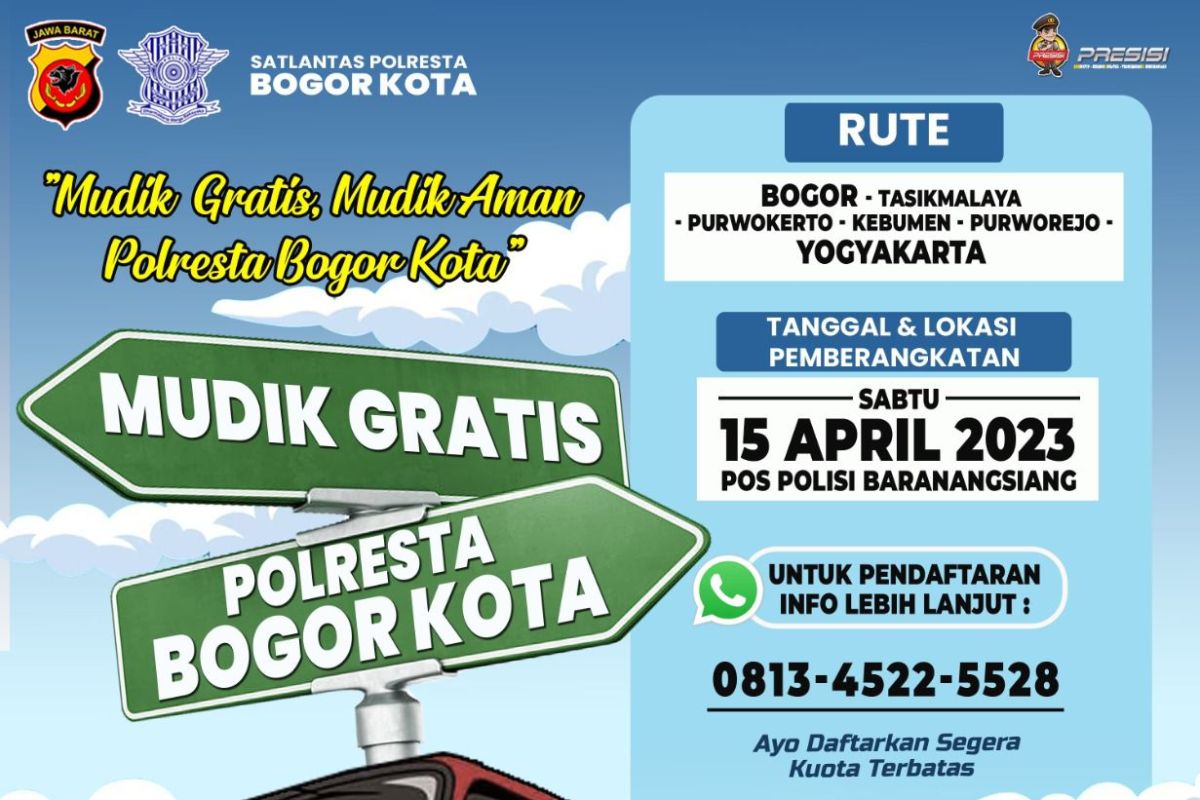 Polresta Bogor sediakan tiga bus mudik gratis jalur selatan Jawa