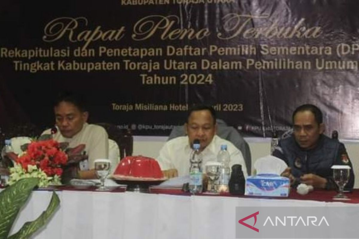 KPU Toraja Utara tetapkan DPS Pemilu 2024 sebanyak 178.291 orang