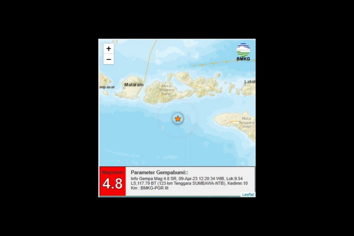 Gempa bumi magnitudo 4,8 guncang Pulau Sumbawa