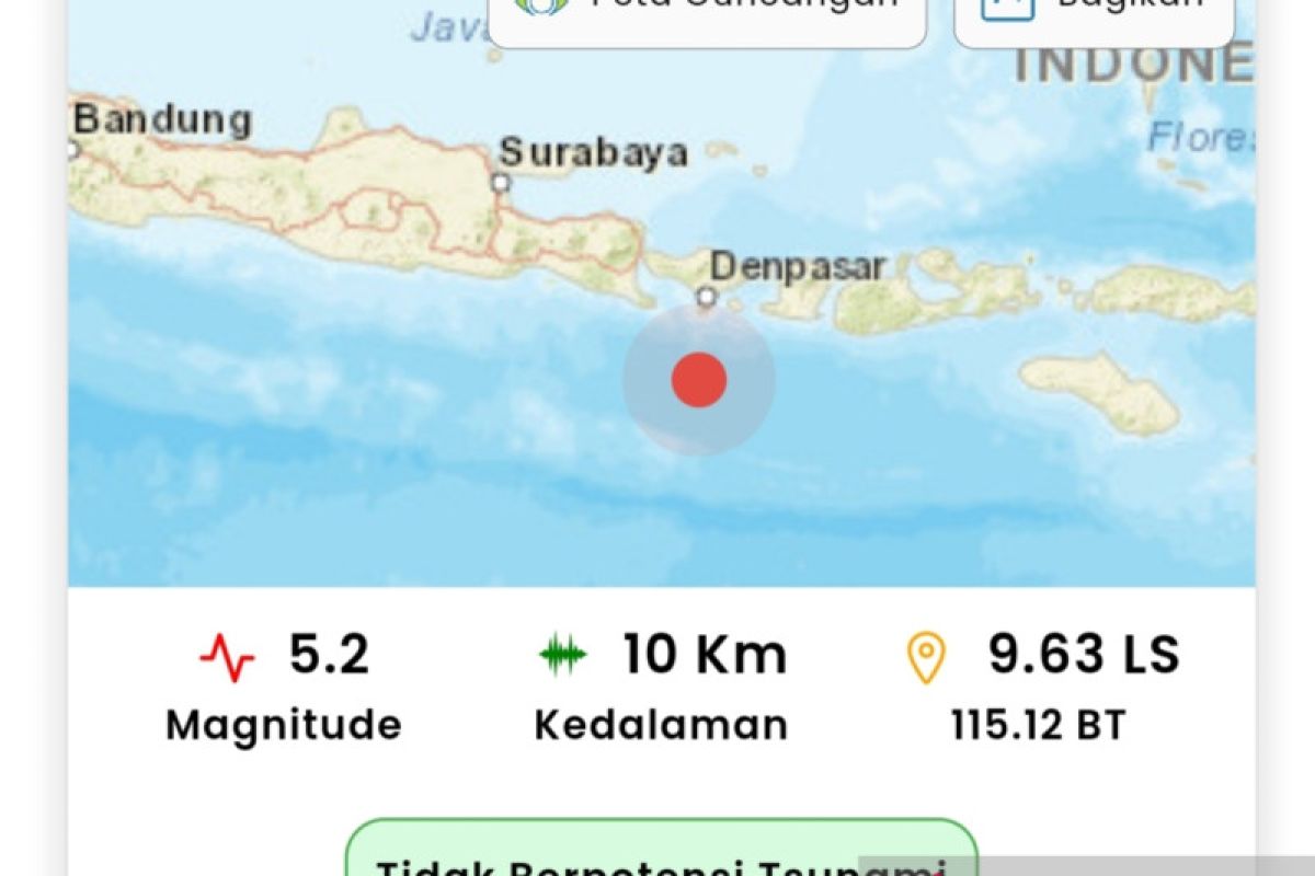 Tercatat dua gempa di Bali akibat aktivitas subduksi lempeng