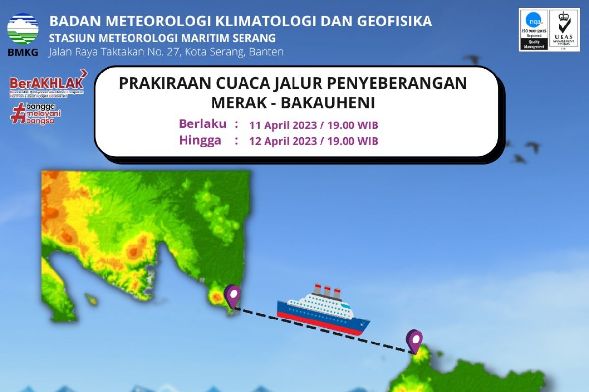 BMKG : Penyeberangan Merak - Bakauheni terpantau kondusif