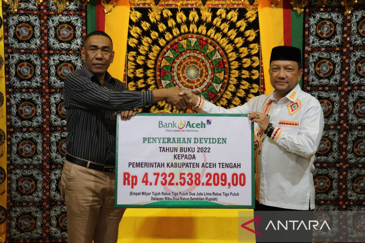 Pemkab Aceh Tengah terima dividen Bank Aceh Syariah Rp4,7 miliar