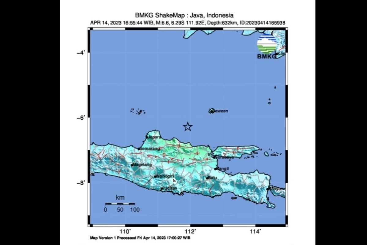 Gempa magnitudo 6,6 guncang barat laut Tuban